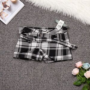 Hot Kiss Black and Gray Checkered Shorts